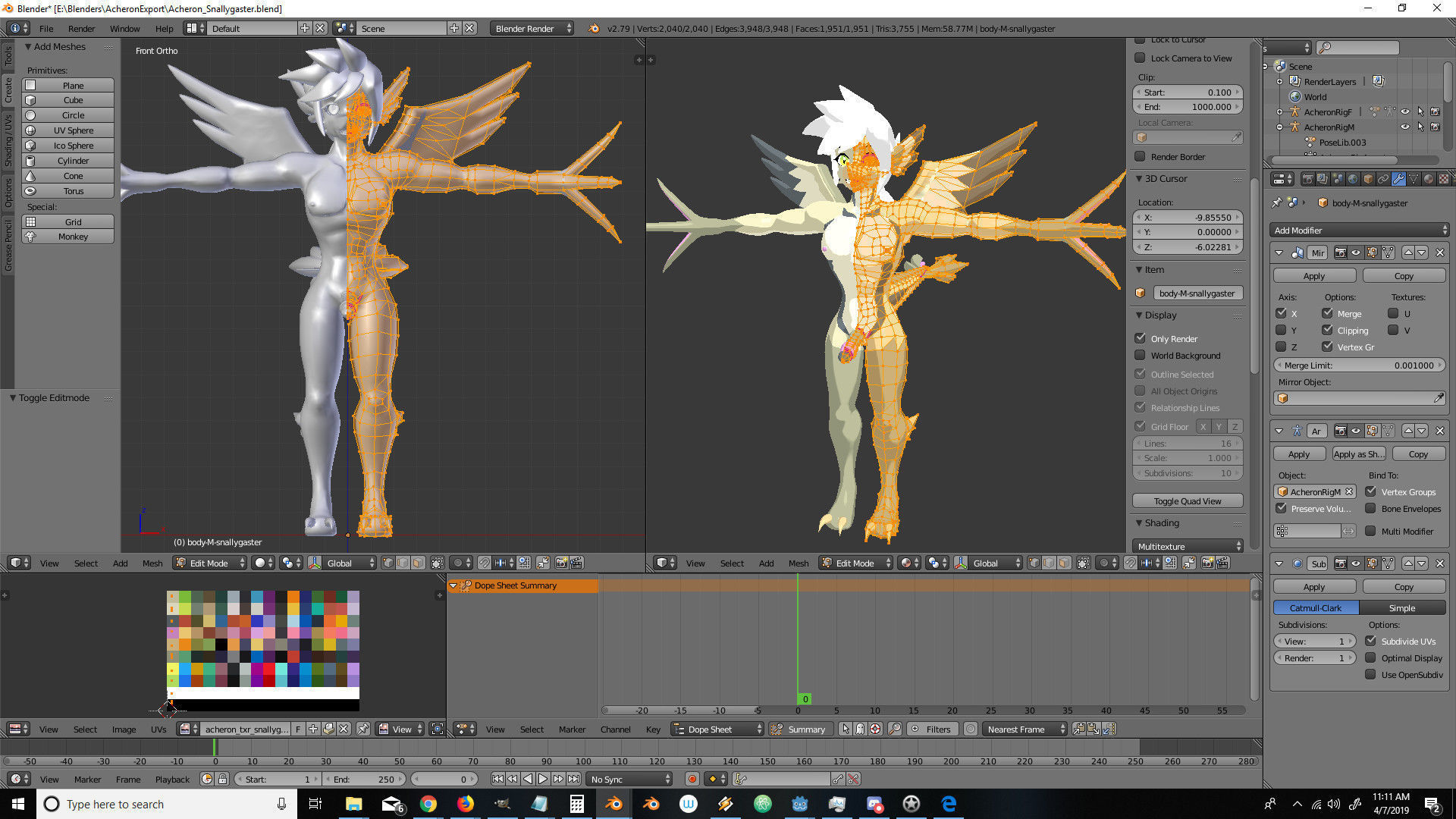 Acheron Snallygaster Nude Low-poly 3D model_14