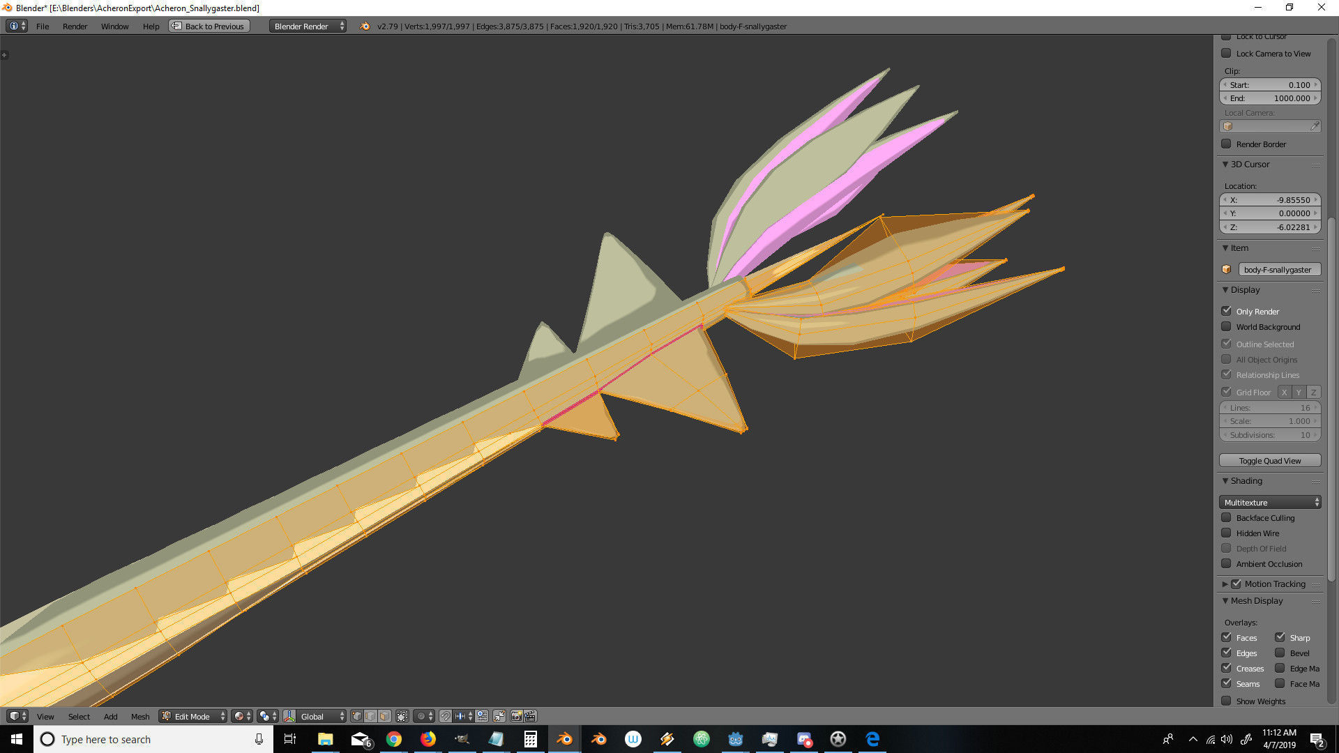 Acheron Snallygaster Nude Low-poly 3D model_16