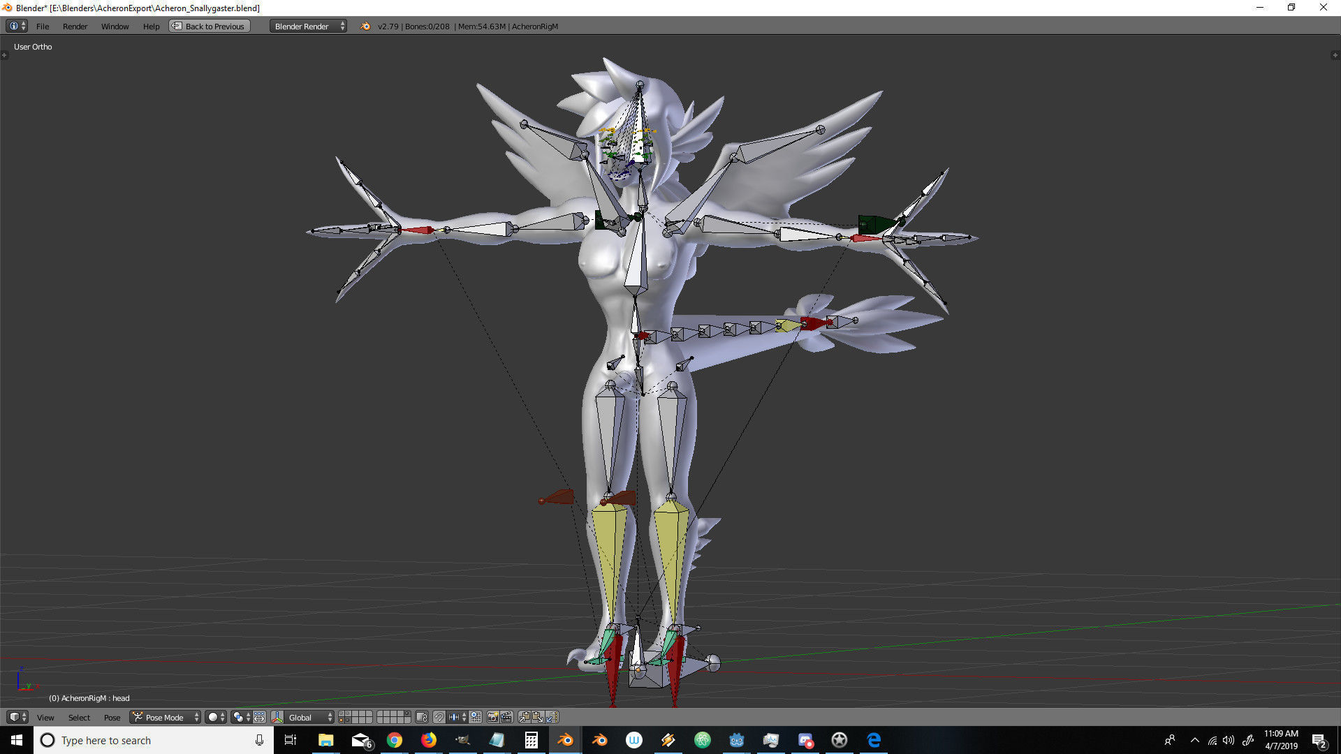 Acheron Snallygaster Nude Low-poly 3D model_10