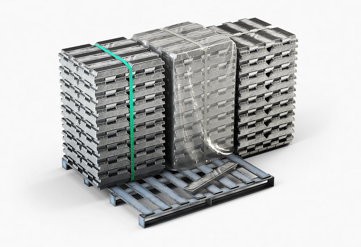 Aluminium Zinc Nickel Silver Titan Steel ingot 6 3D model_4