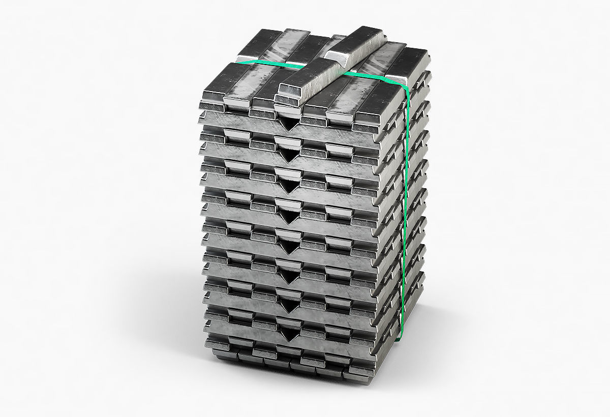 Aluminium Zinc Nickel Silver Titan Steel ingot 6 3D model_6