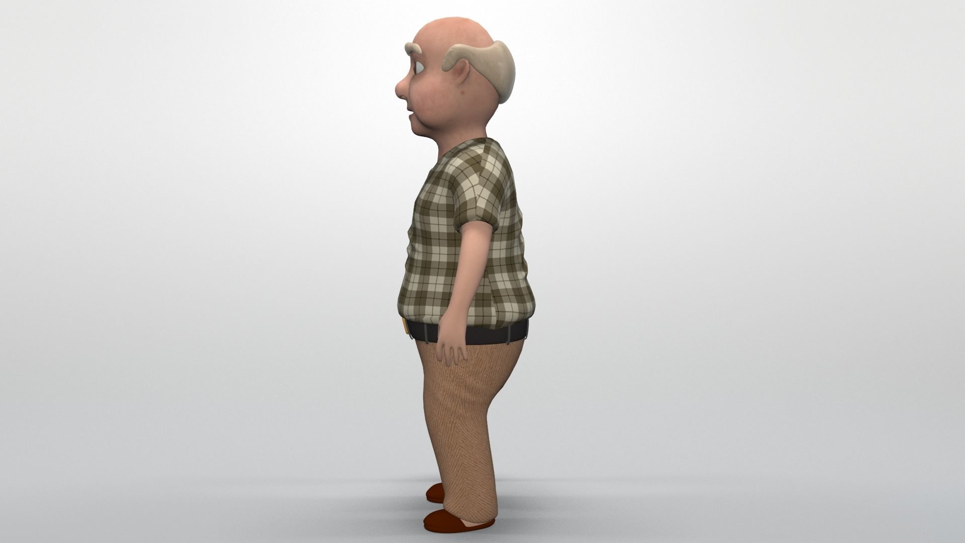cartoon grandpa Low-poly 3D model_3