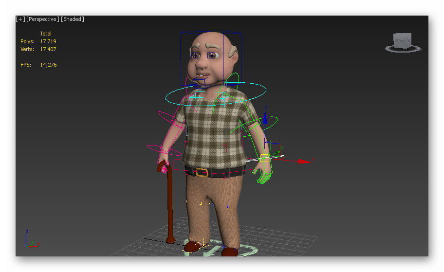 cartoon grandpa Low-poly 3D model_12