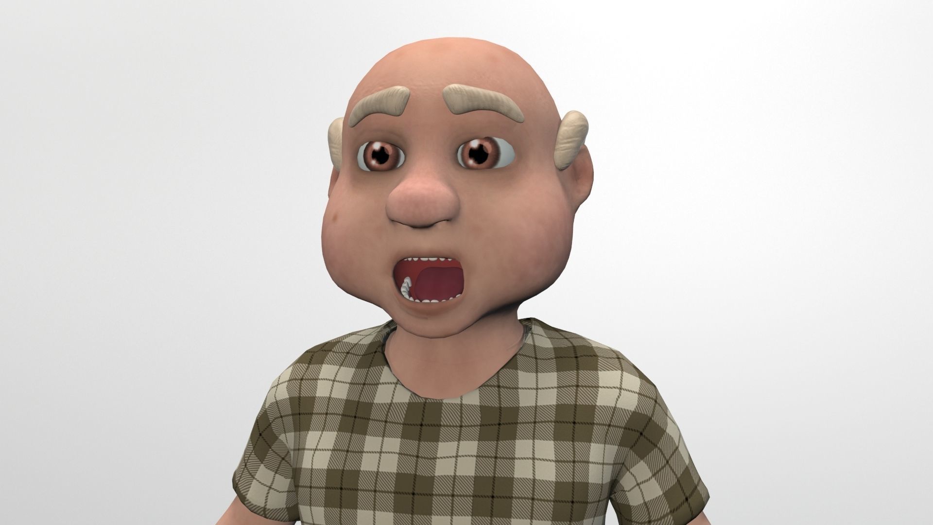 cartoon grandpa Low-poly 3D model_5