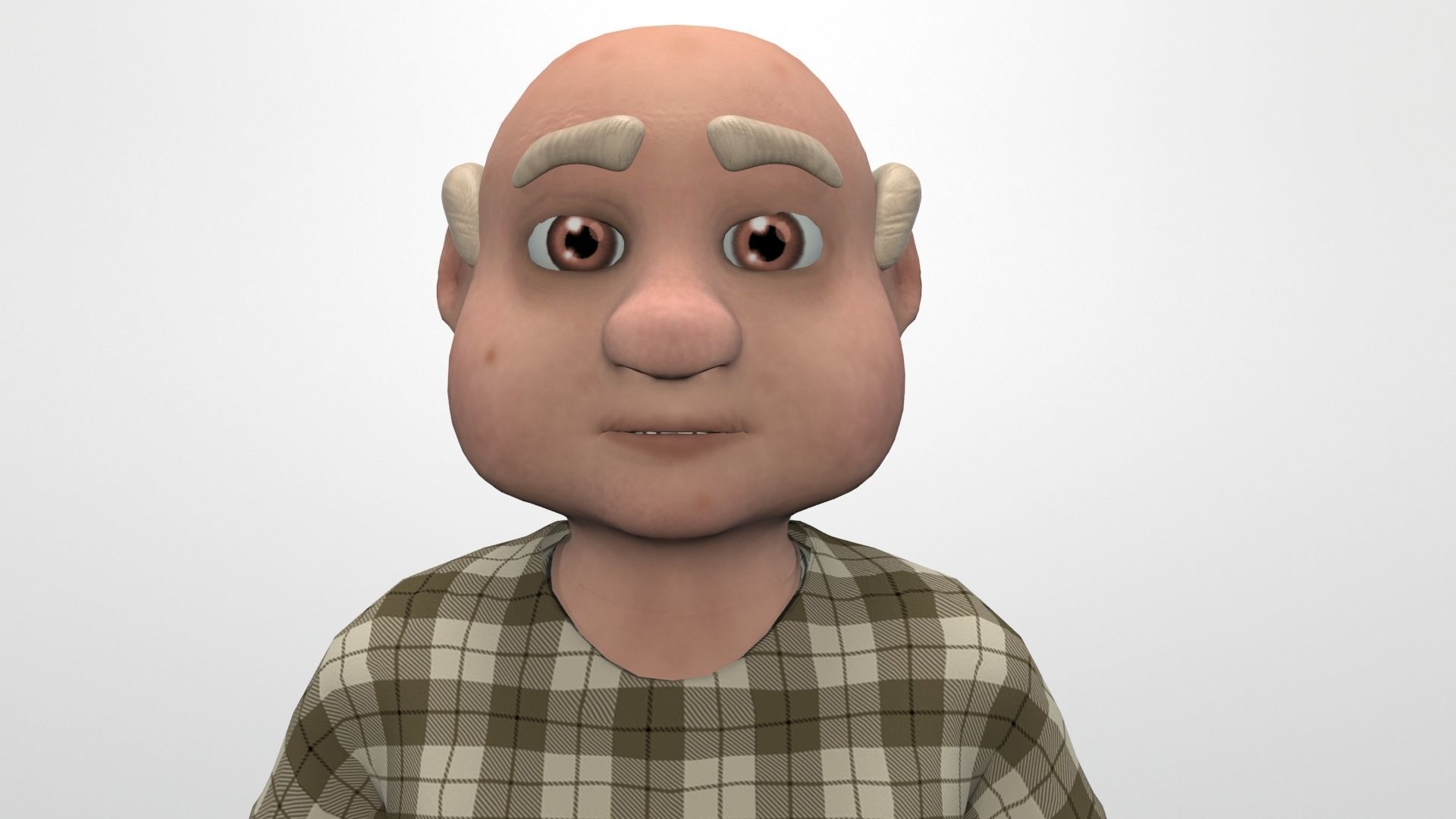 cartoon grandpa Low-poly 3D model_6