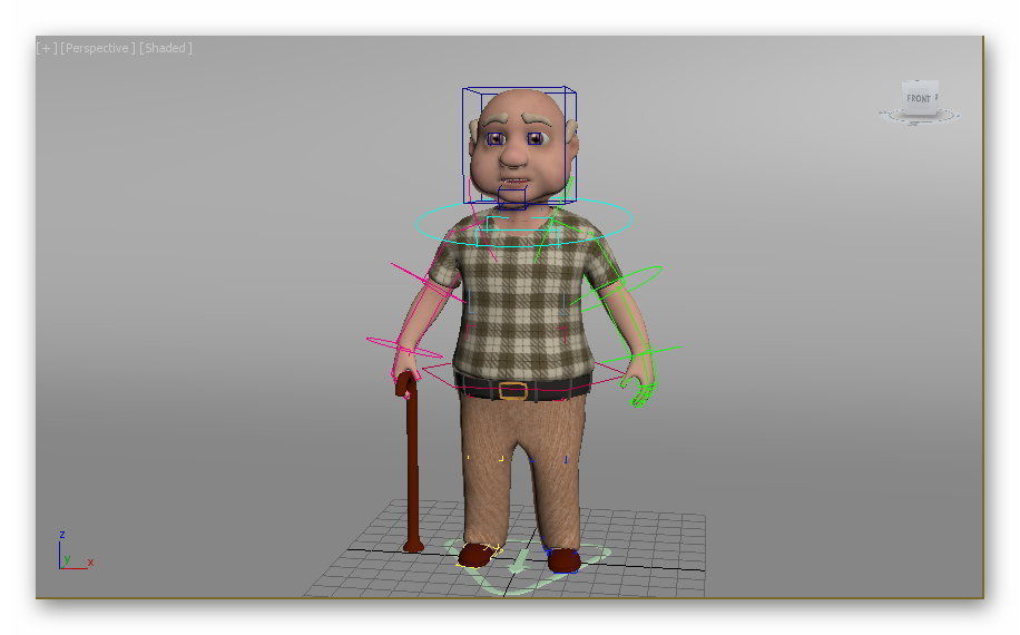 cartoon grandpa Low-poly 3D model_10