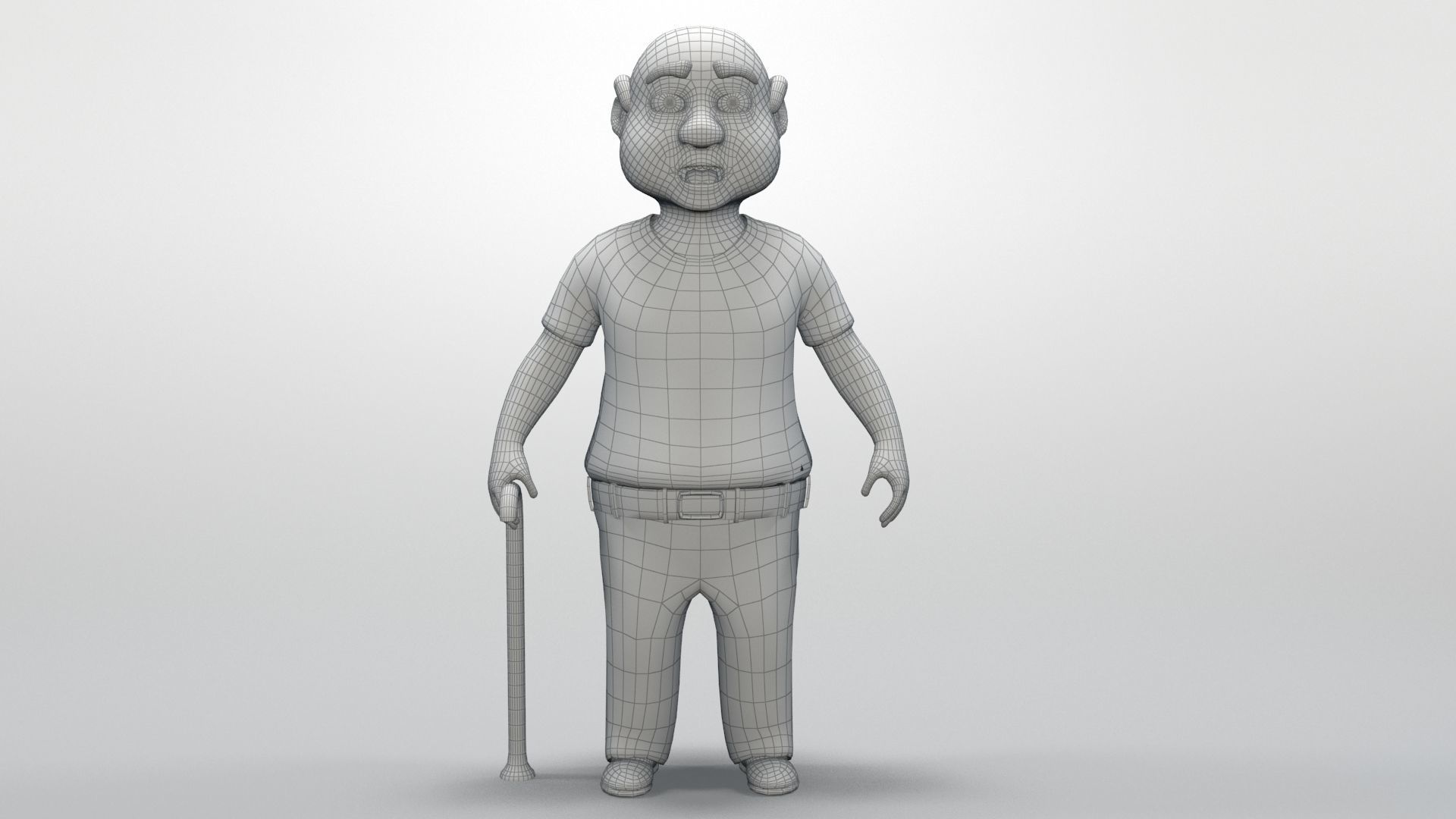cartoon grandpa Low-poly 3D model_8