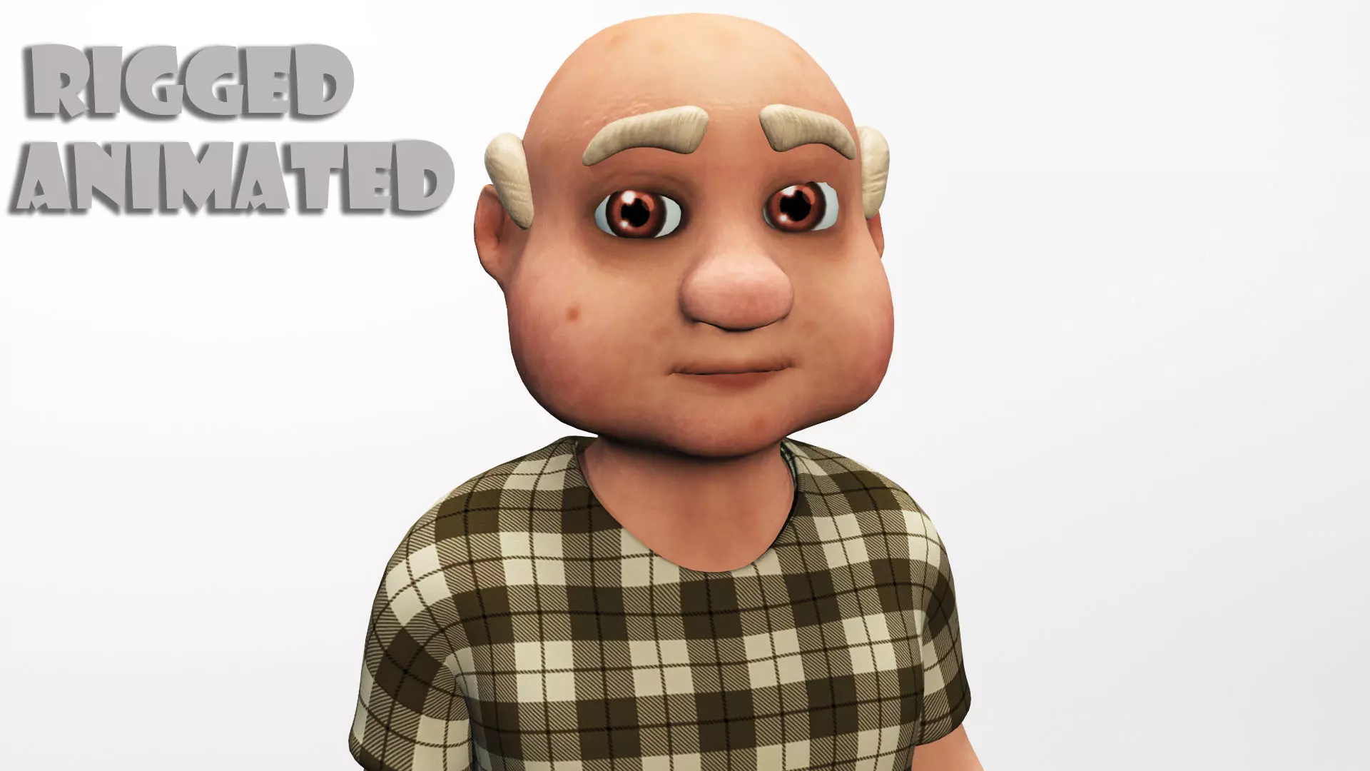 cartoon grandpa Low-poly 3D model_0