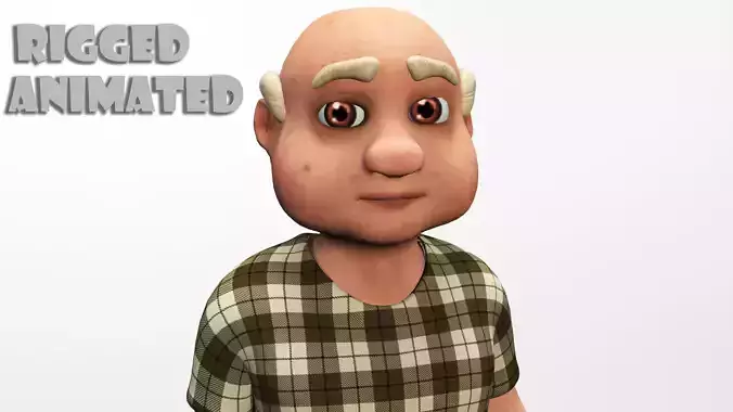 cartoon grandpa Low-poly 3D model