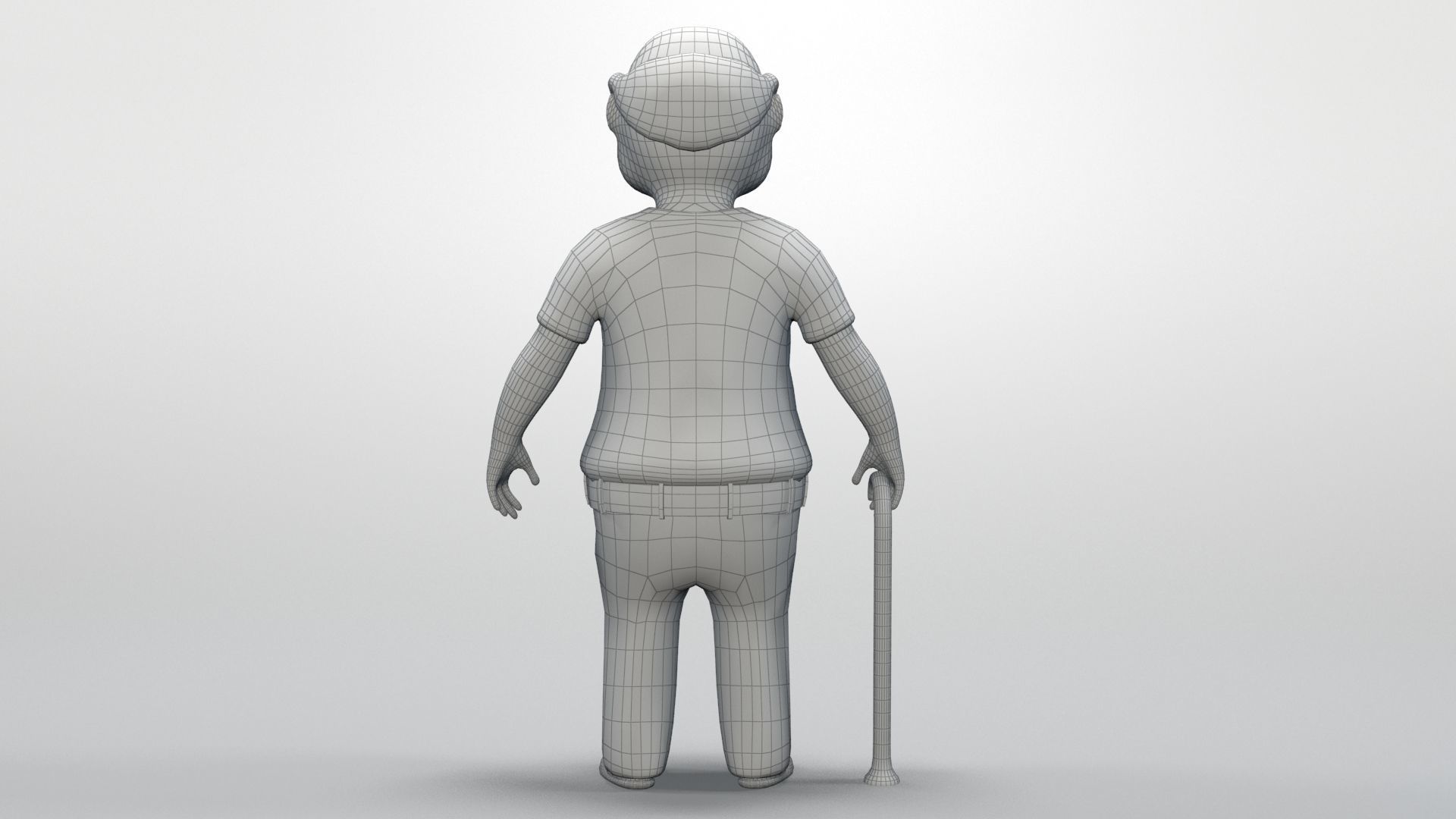 cartoon grandpa Low-poly 3D model_9