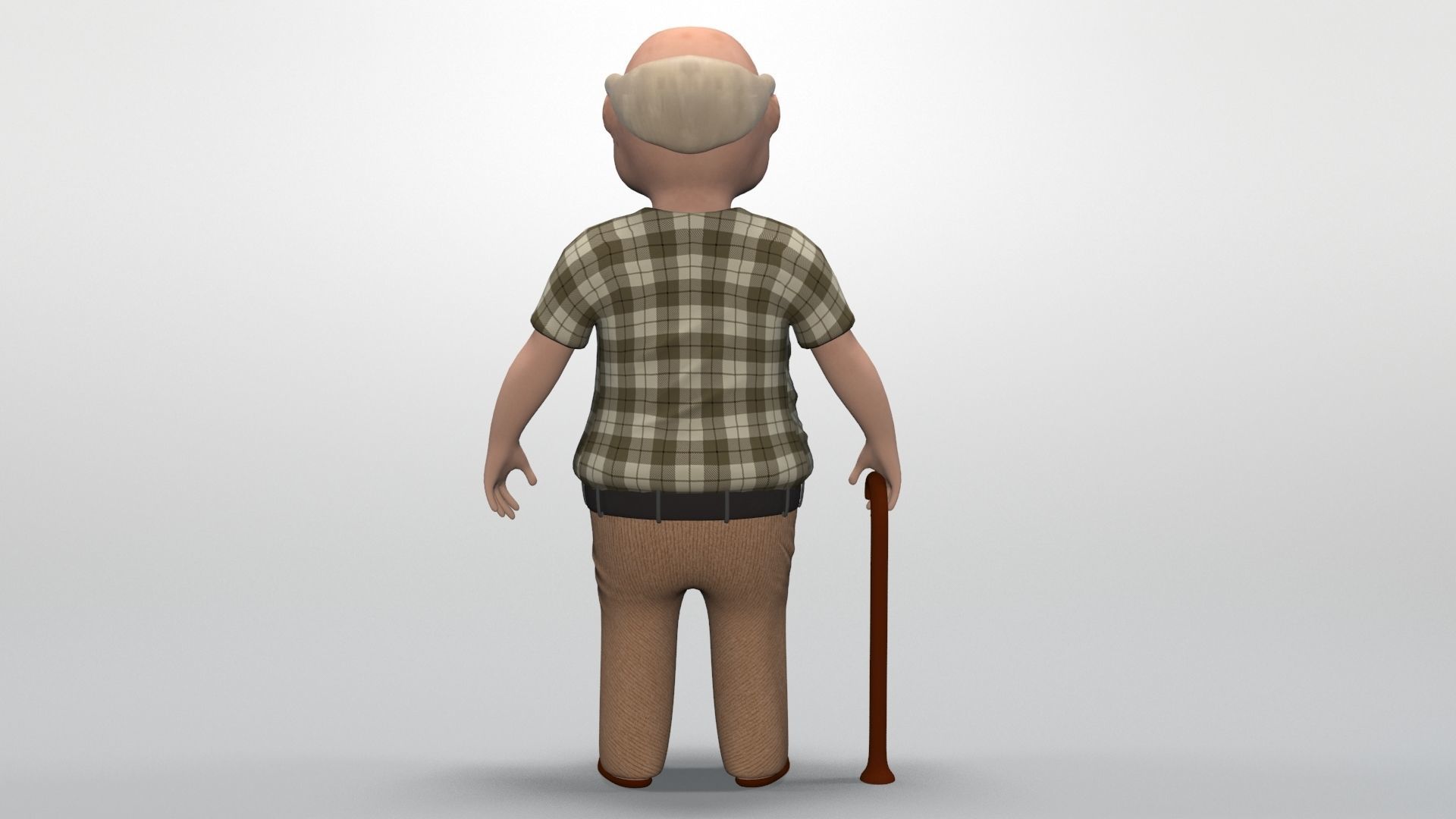cartoon grandpa Low-poly 3D model_4