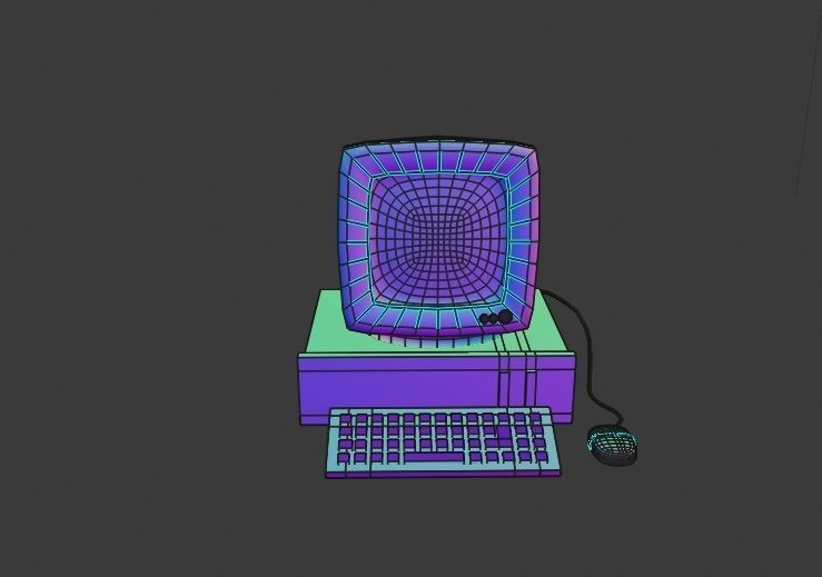 Retro Computer Low-poly 3D model_6