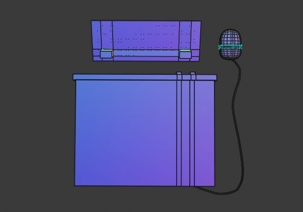 Retro Computer Low-poly 3D model_4
