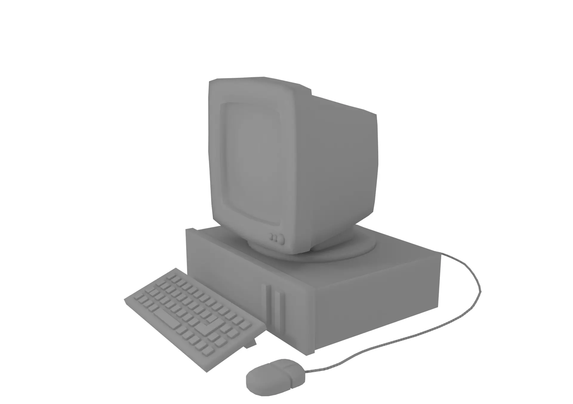 Retro Computer Low-poly 3D model_0