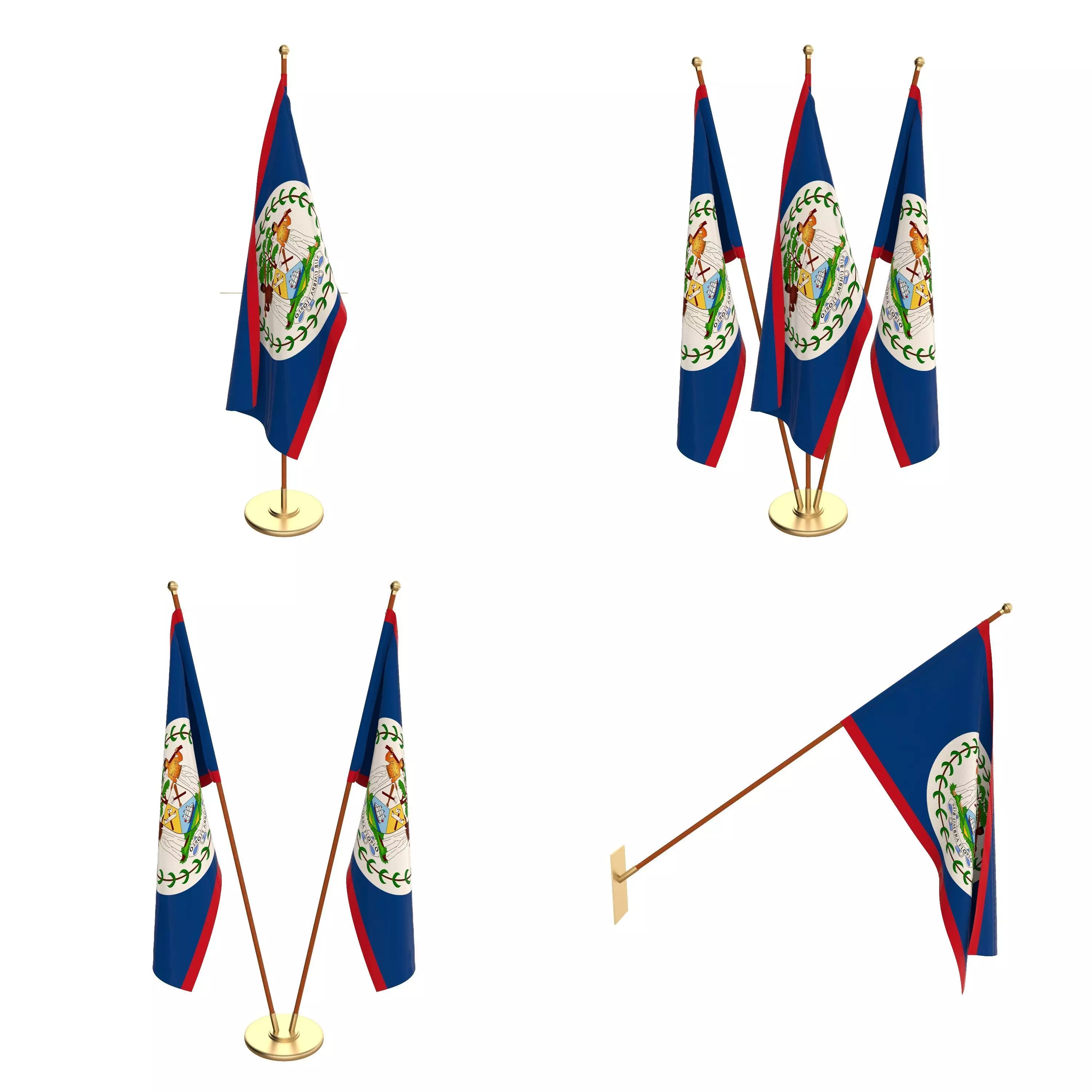 Belize Flag Pack 3D model
