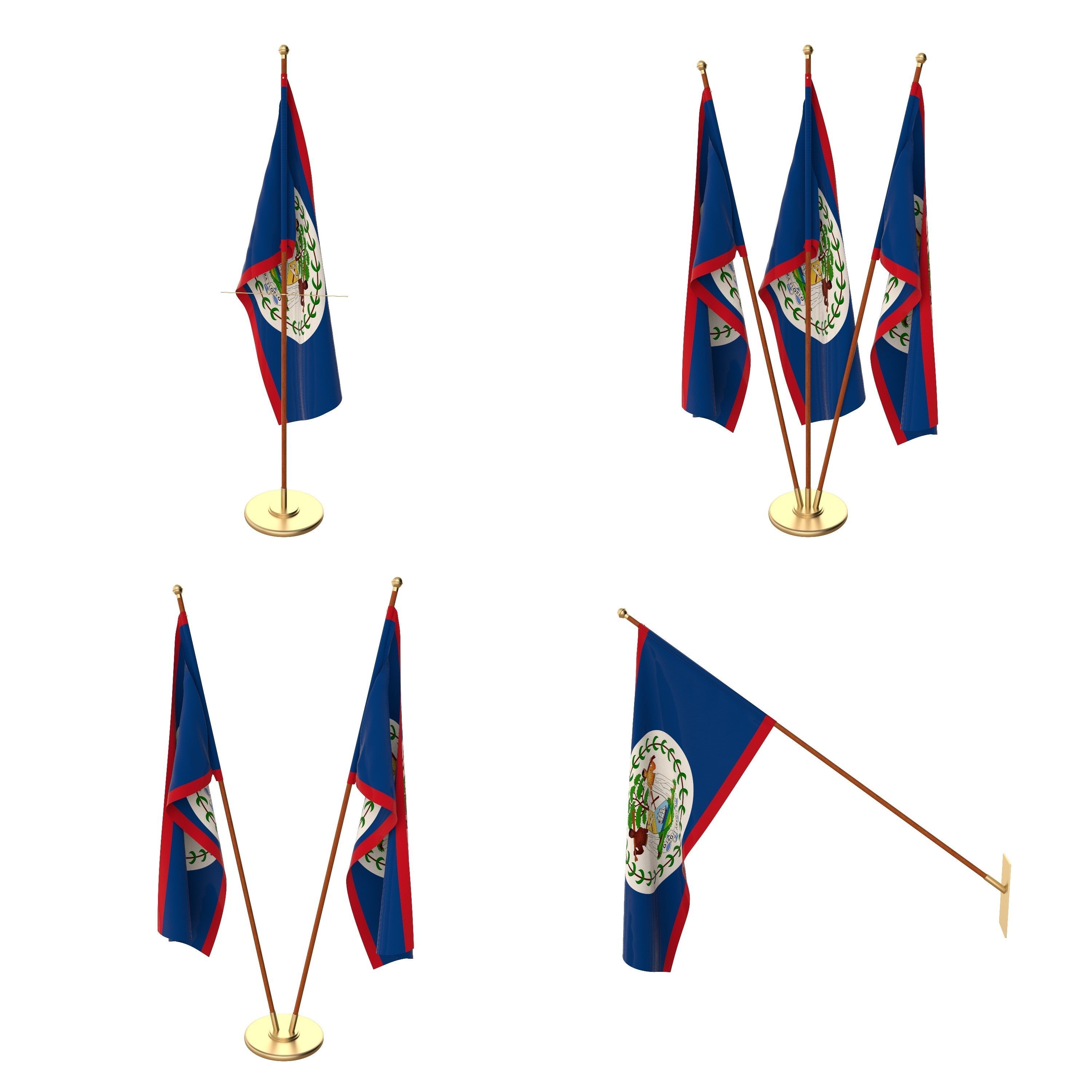 Belize Flag Pack 3D model