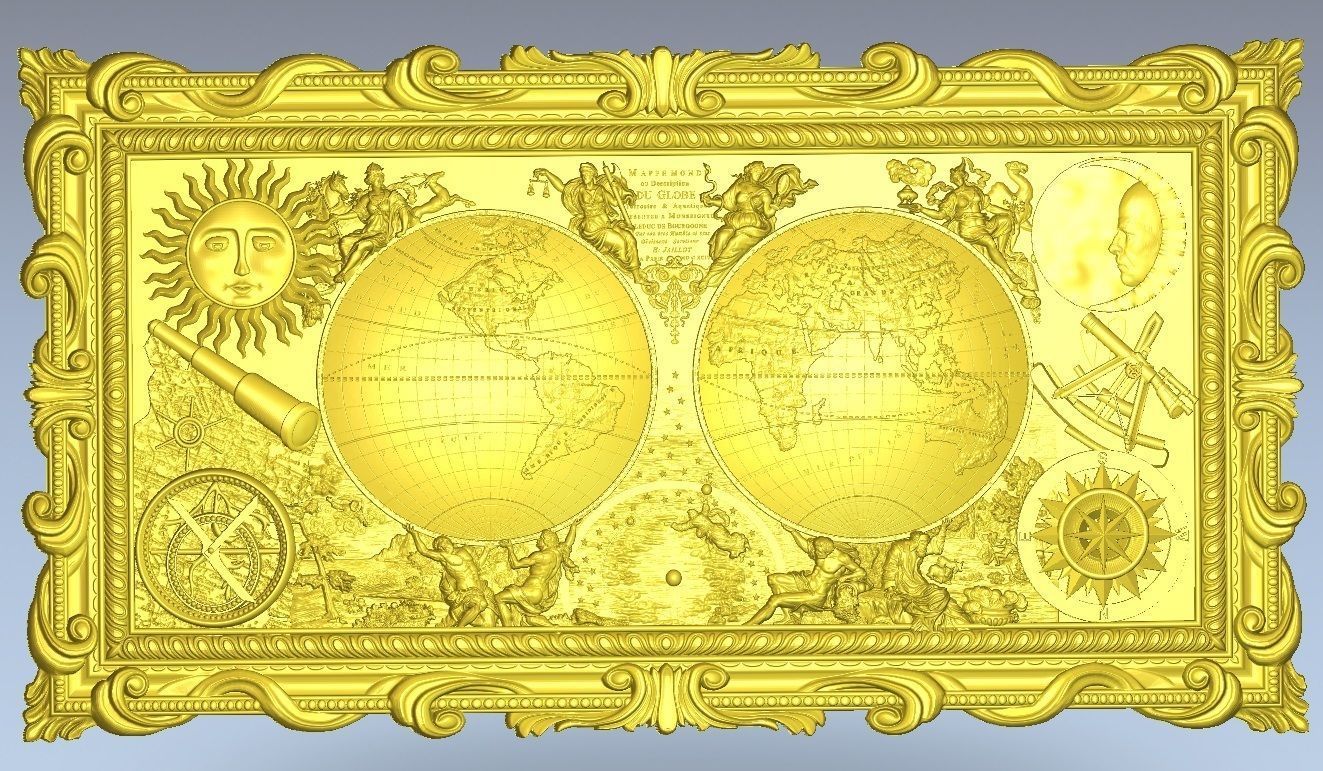 ancient map of the world   2  3D model_7