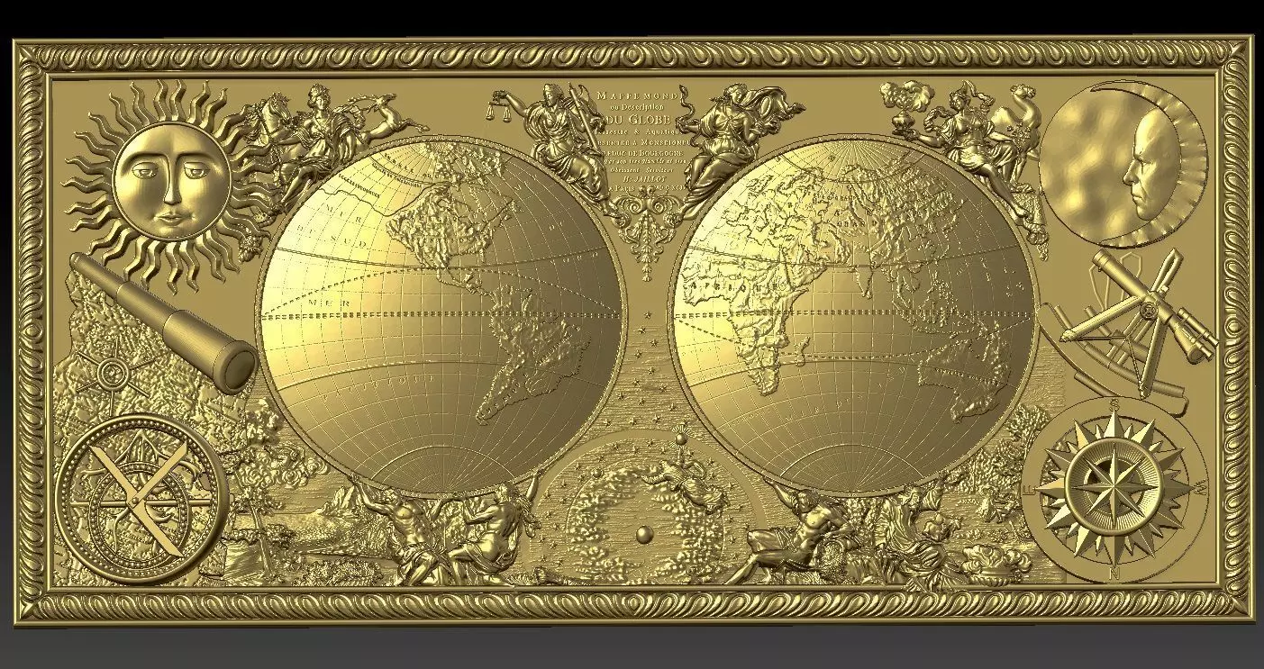 ancient map of the world   2  3D model_0