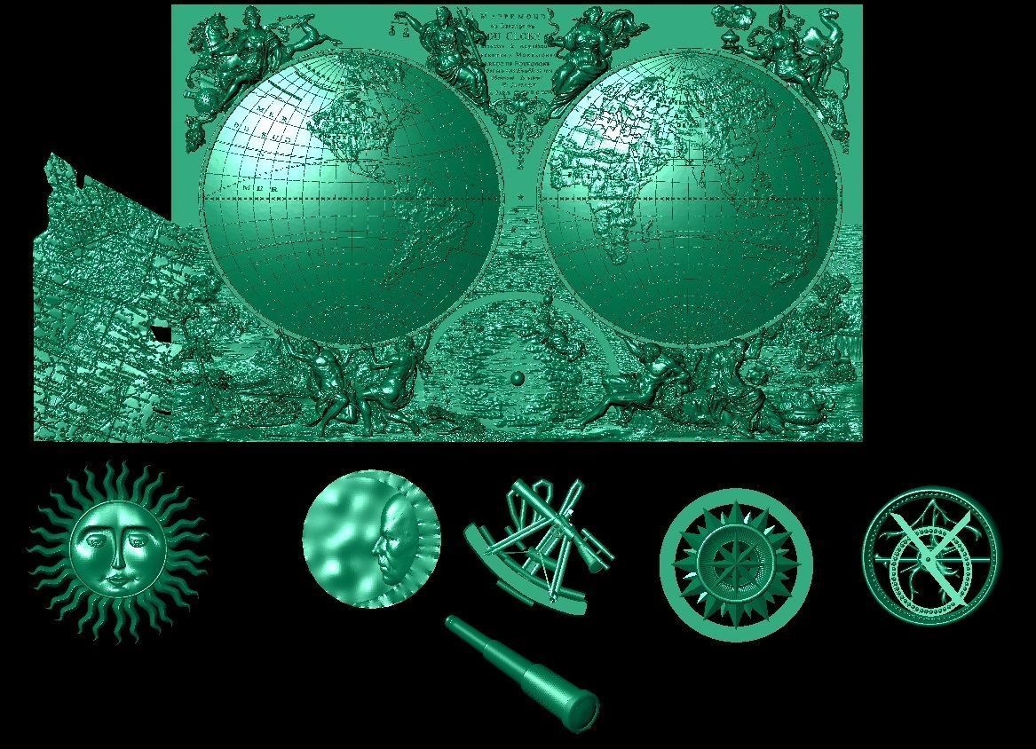 ancient map of the world   2  3D model_2