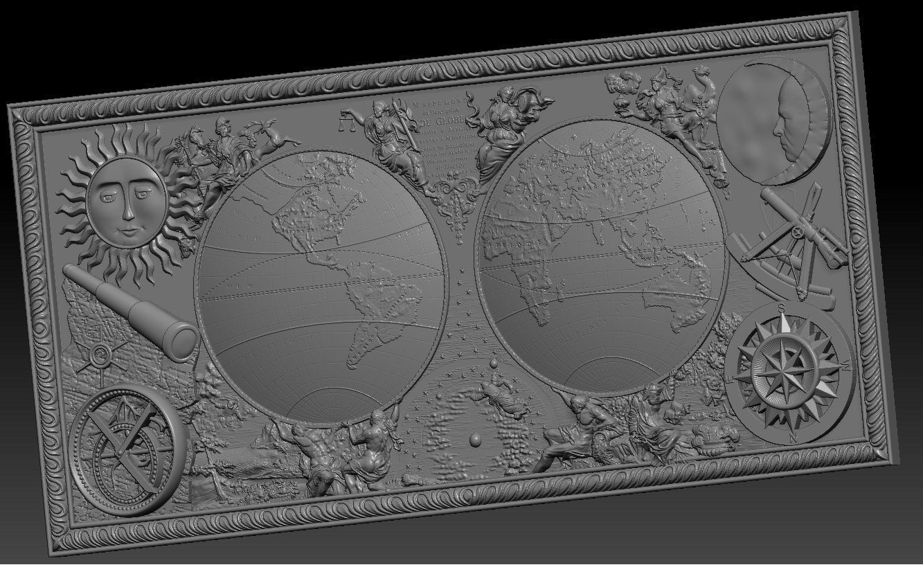 ancient map of the world   2  3D model_4