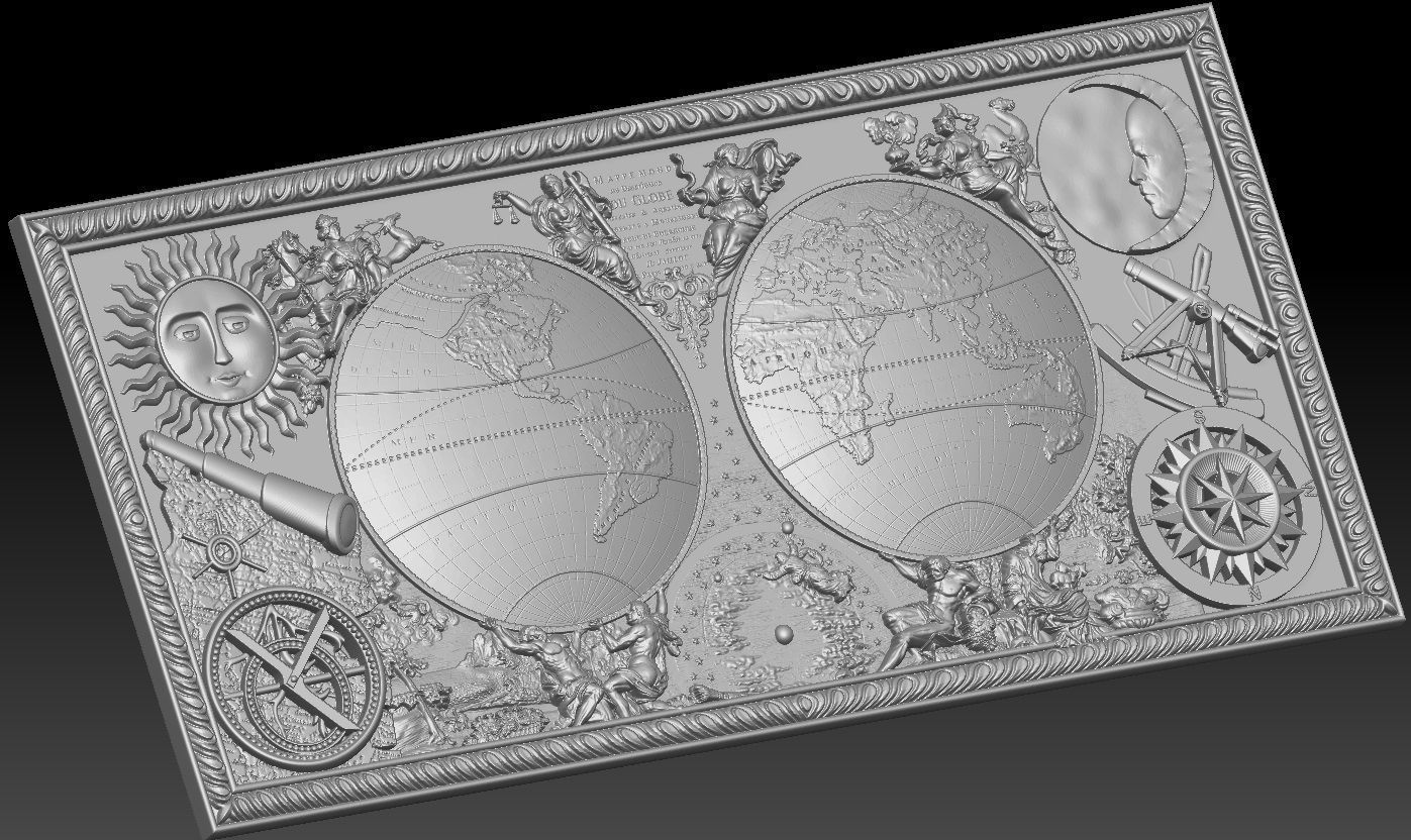 ancient map of the world   2  3D model_3