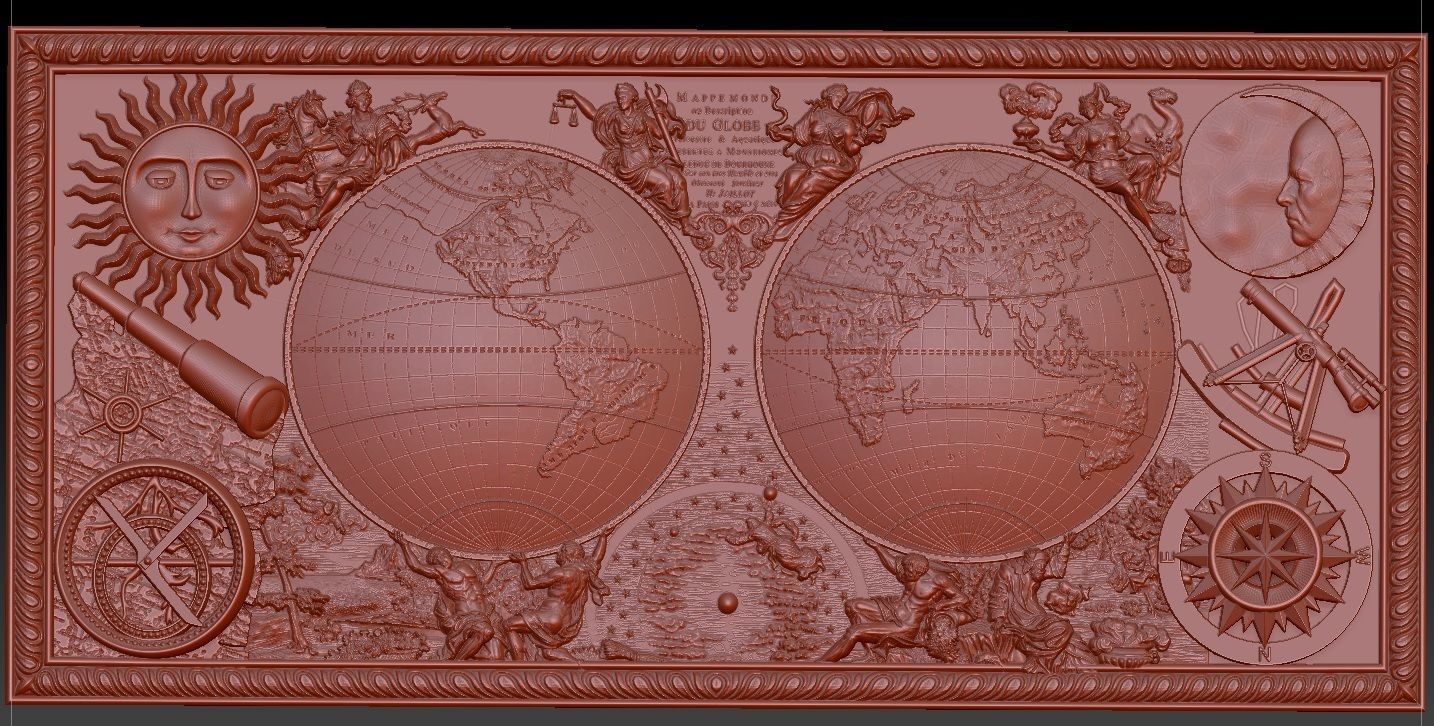 ancient map of the world   2  3D model_1