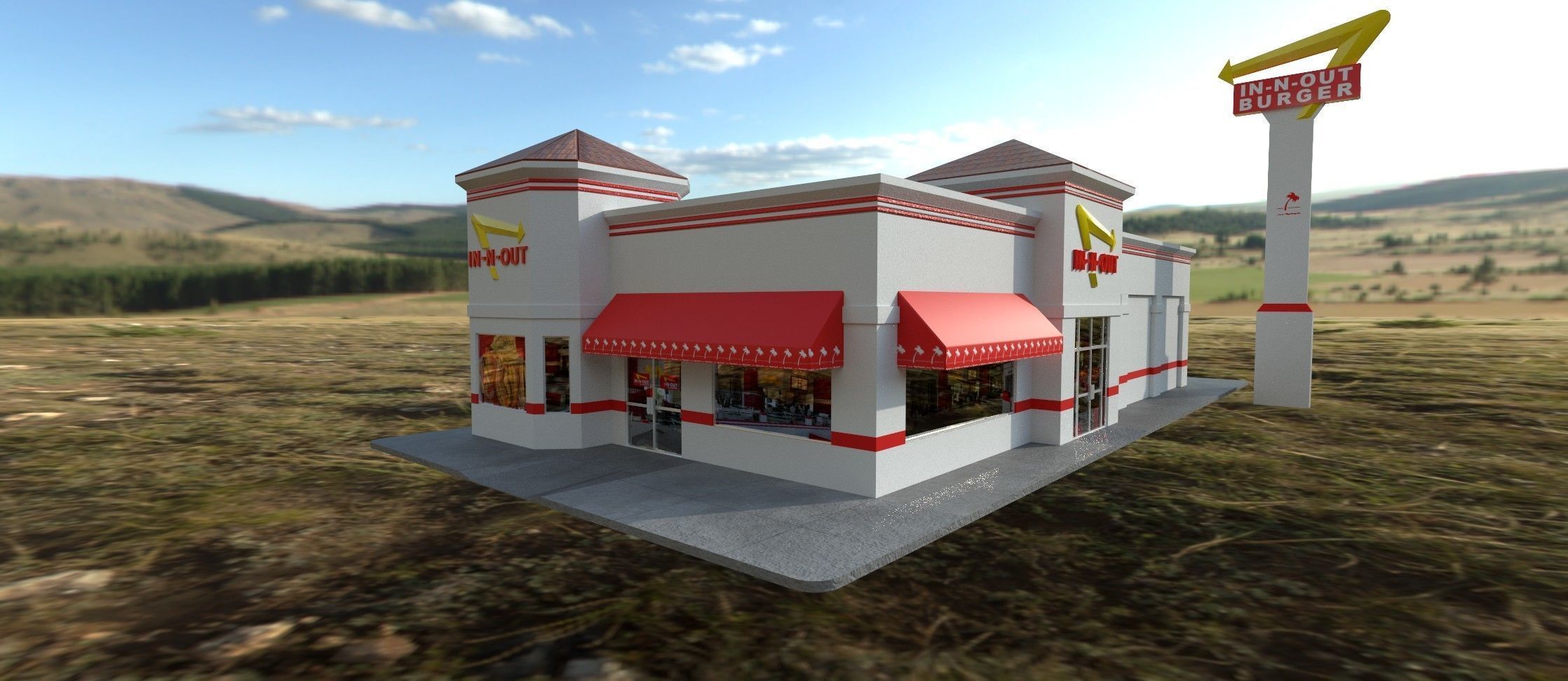 R3DP In-N-Out Burger Low-poly 3D model_2
