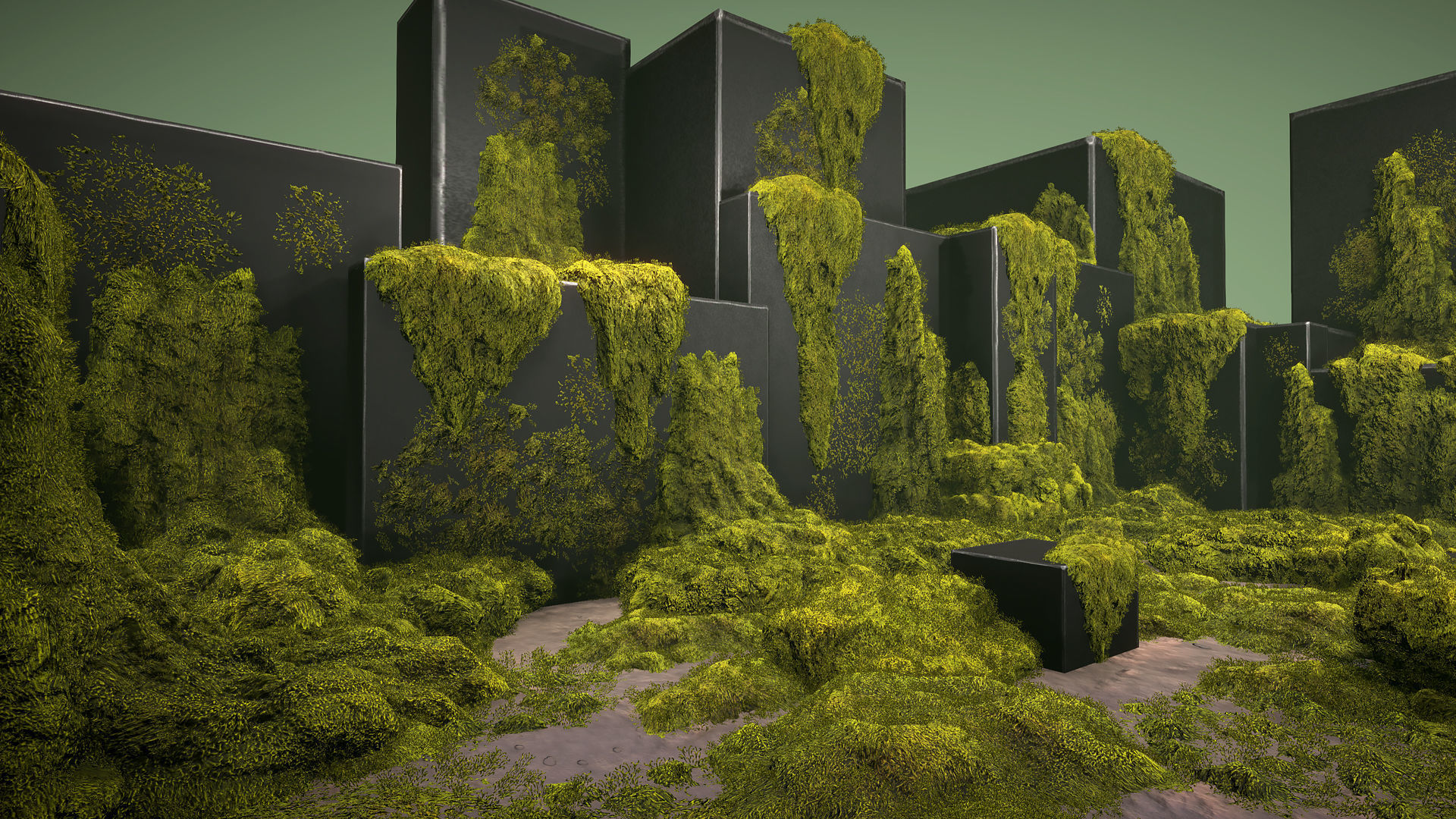 Mossy piles Low-poly 3D model_2