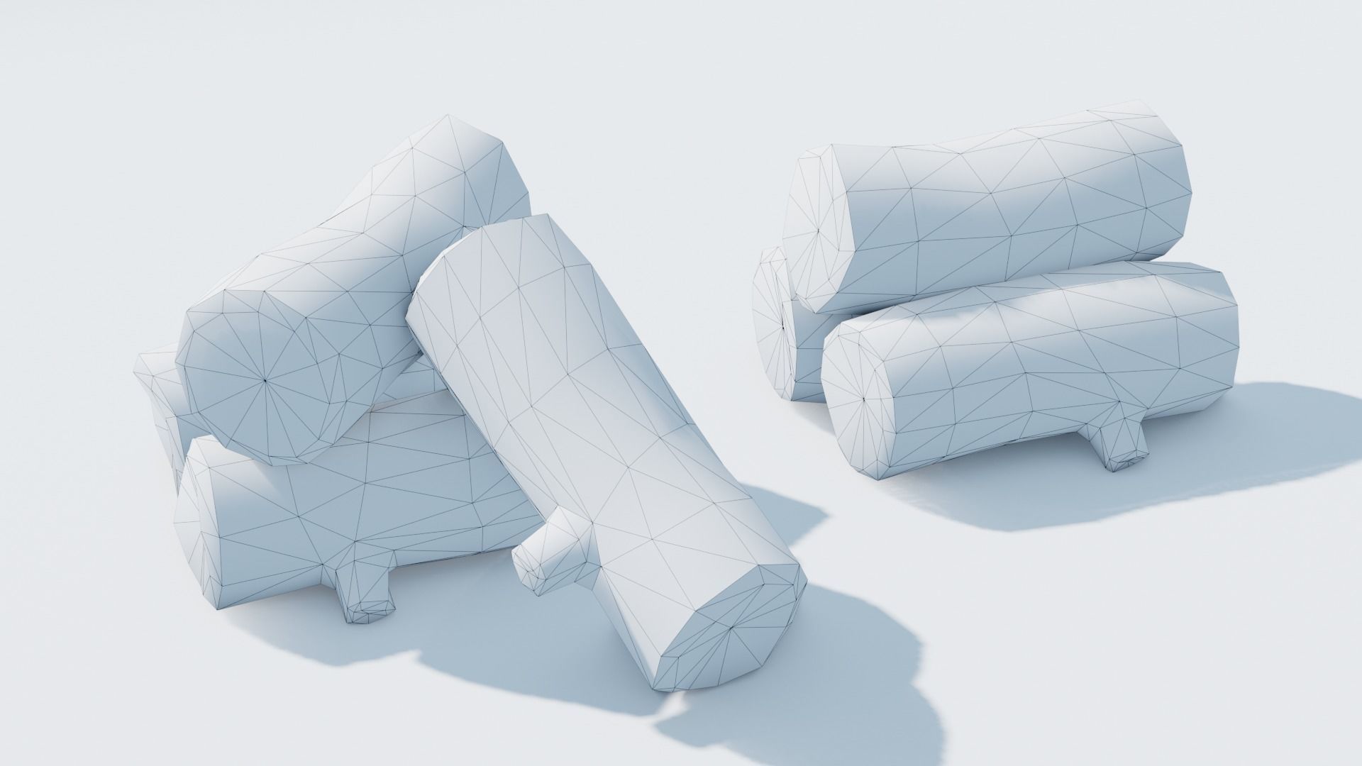Handpainted Log Low-poly 3D model_7