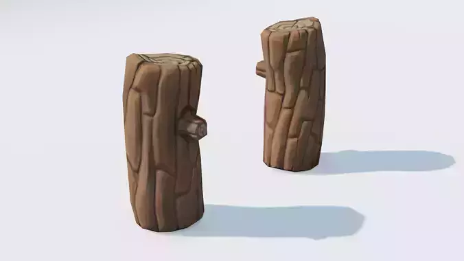 Handpainted Log Low-poly 3D model
