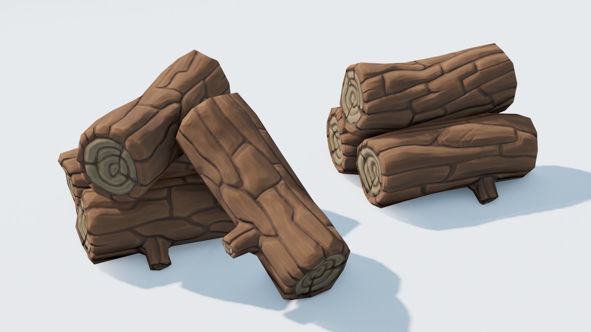 Handpainted Log Low-poly 3D model_6