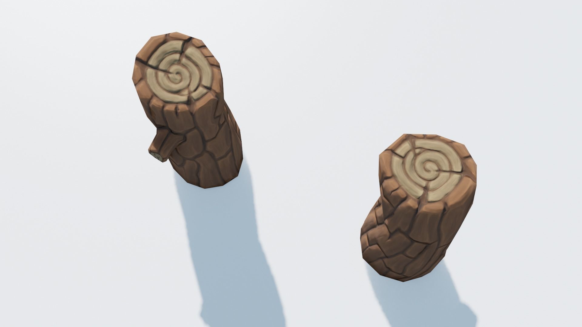 Handpainted Log Low-poly 3D model_3