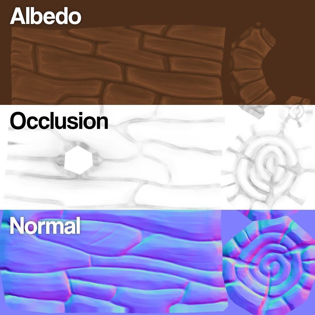 Handpainted Log Low-poly 3D model_9