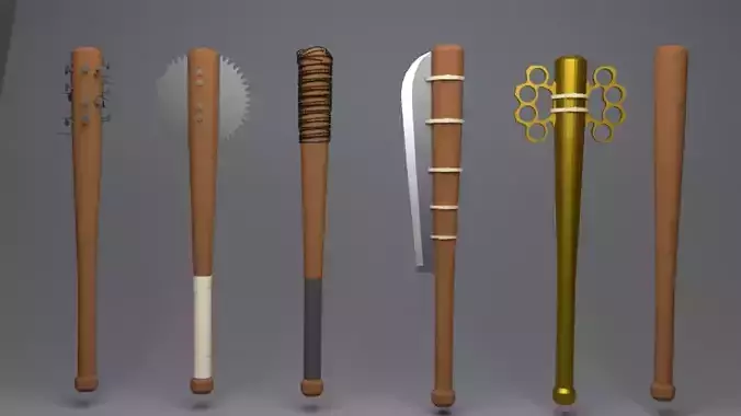 modified baseball bat Low-poly 3D model