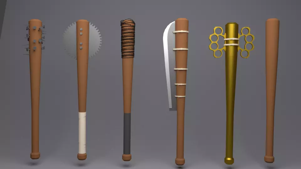 modified baseball bat Low-poly 3D model