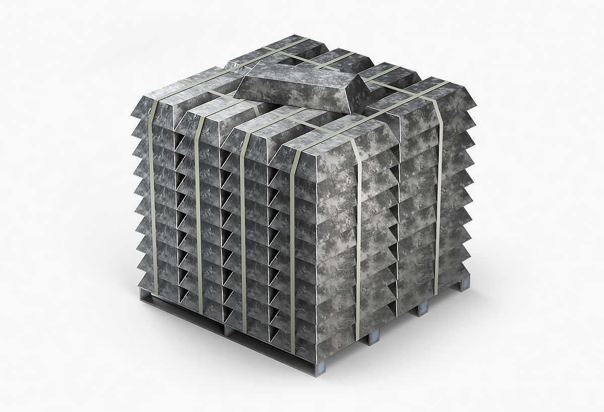 Aluminium Zinc Nickel Silver Titan Steel ingot 7 3D model_8