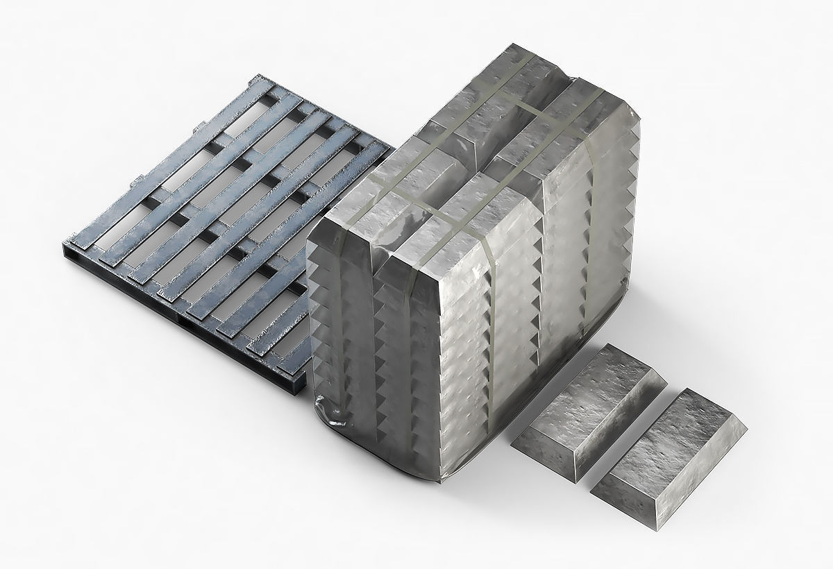 Aluminium Zinc Nickel Silver Titan Steel ingot 7 3D model_6