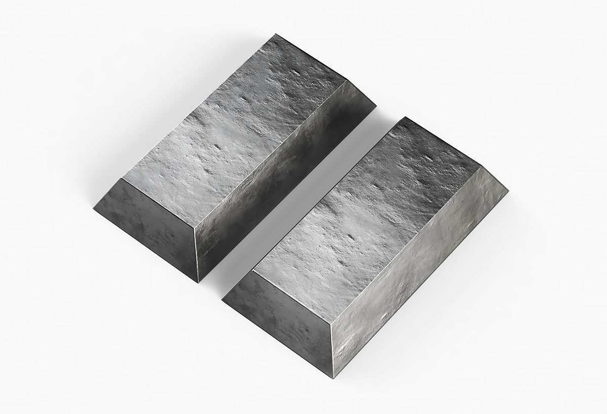 Aluminium Zinc Nickel Silver Titan Steel ingot 7 3D model_14