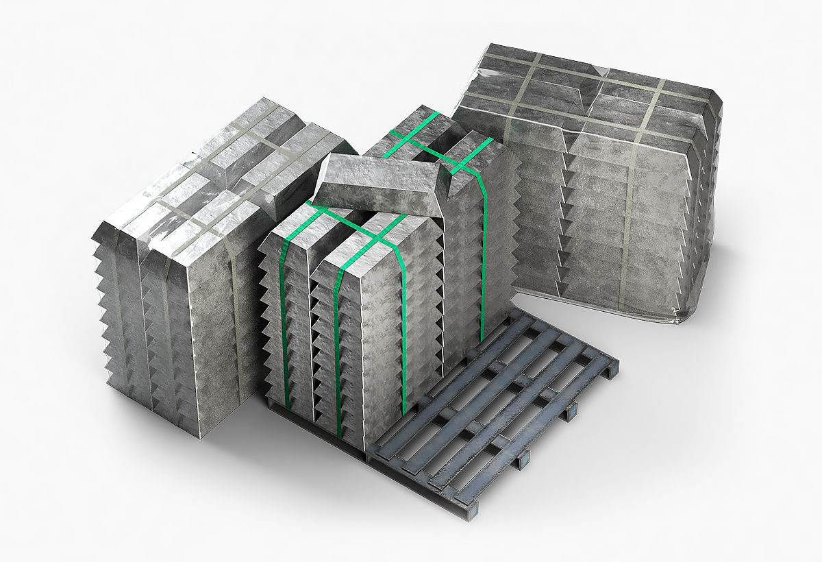Aluminium Zinc Nickel Silver Titan Steel ingot 7 3D model_10