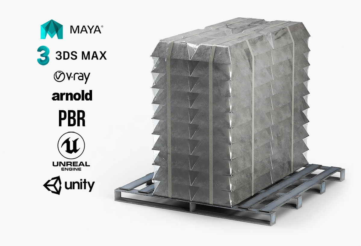 Aluminium Zinc Nickel Silver Titan Steel ingot 7 3D model_1