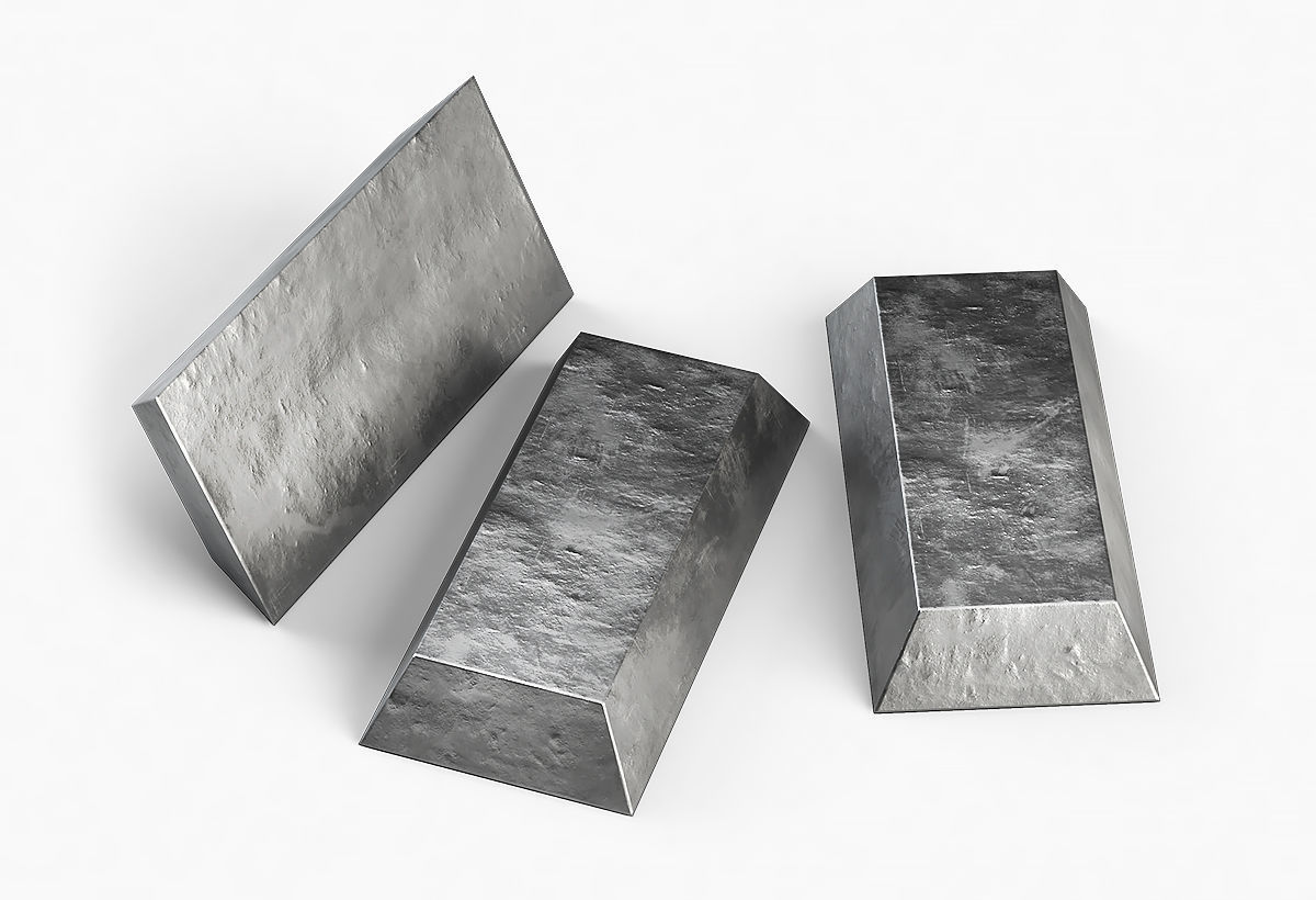 Aluminium Zinc Nickel Silver Titan Steel ingot 7 3D model_5