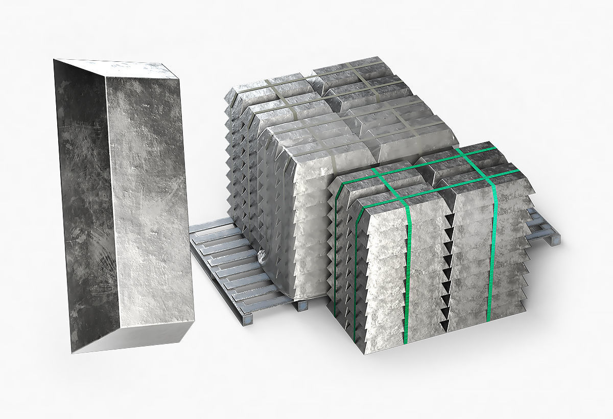 Aluminium Zinc Nickel Silver Titan Steel ingot 7 3D model_0