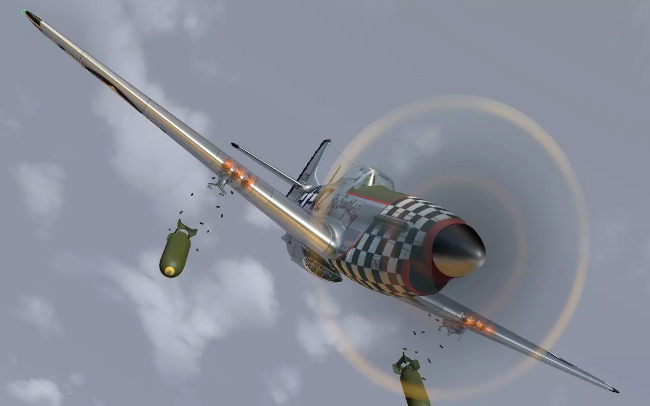 Mustang P-51 D in flight 3D model