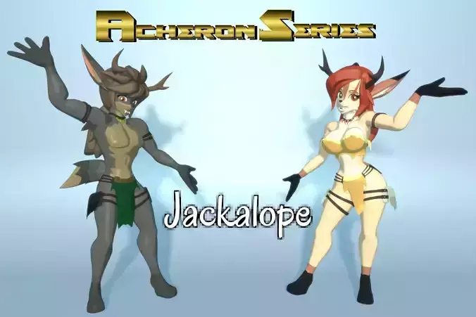 Acheron Jackalope Nude Low-poly 3D model