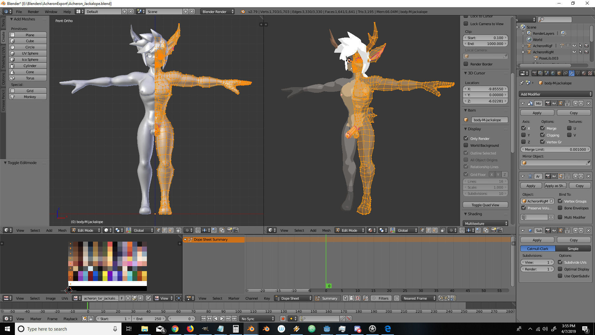 Acheron Jackalope Nude Low-poly 3D model_17