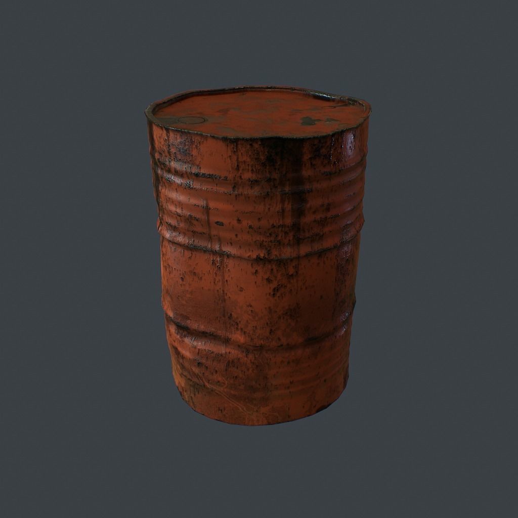 Barrels rusty barrel Low-poly 3D model_14