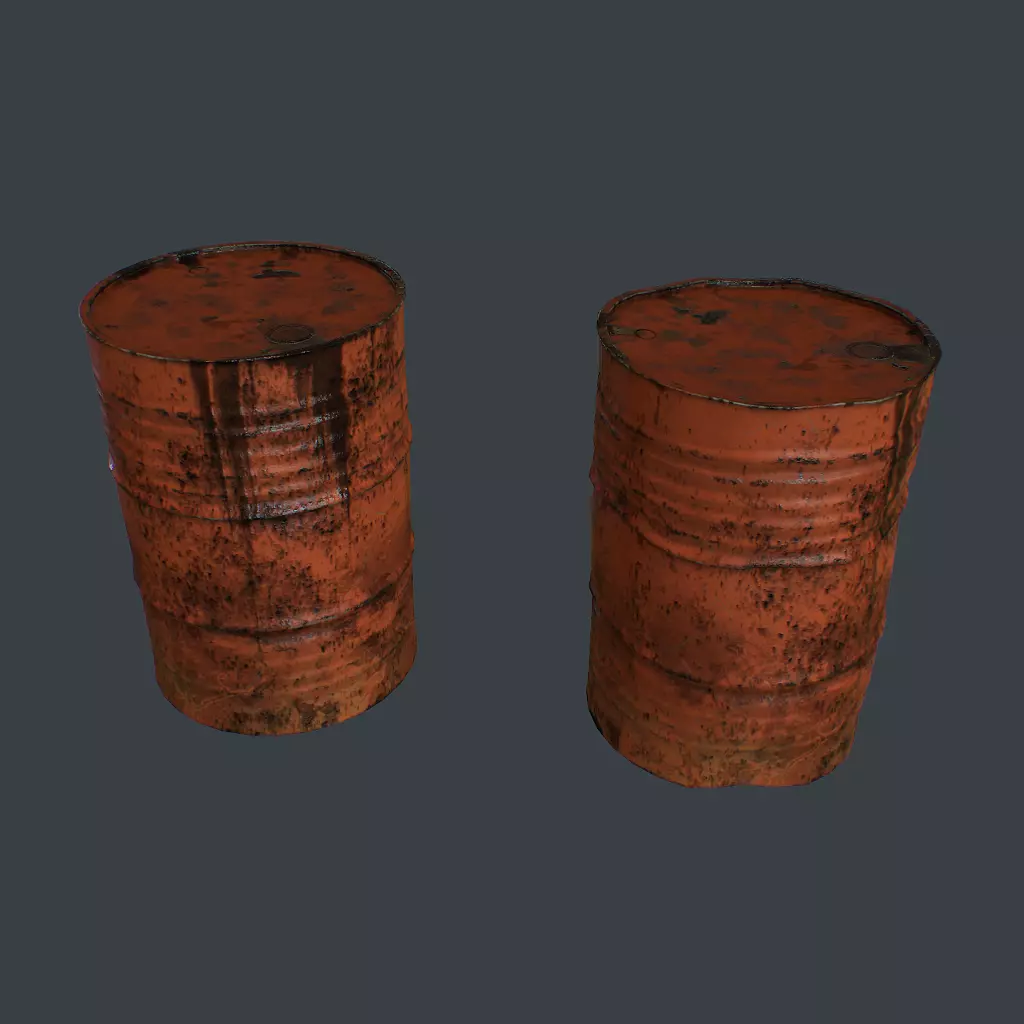 Barrels rusty barrel Low-poly 3D model_0