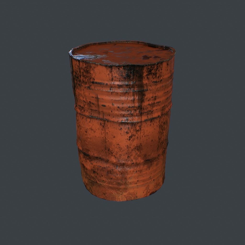Barrels rusty barrel Low-poly 3D model_15