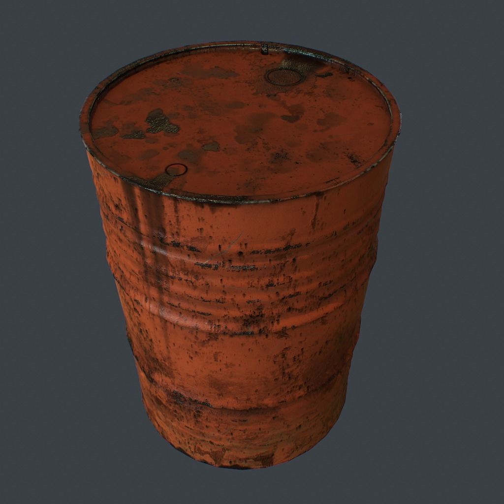 Barrels rusty barrel Low-poly 3D model_10