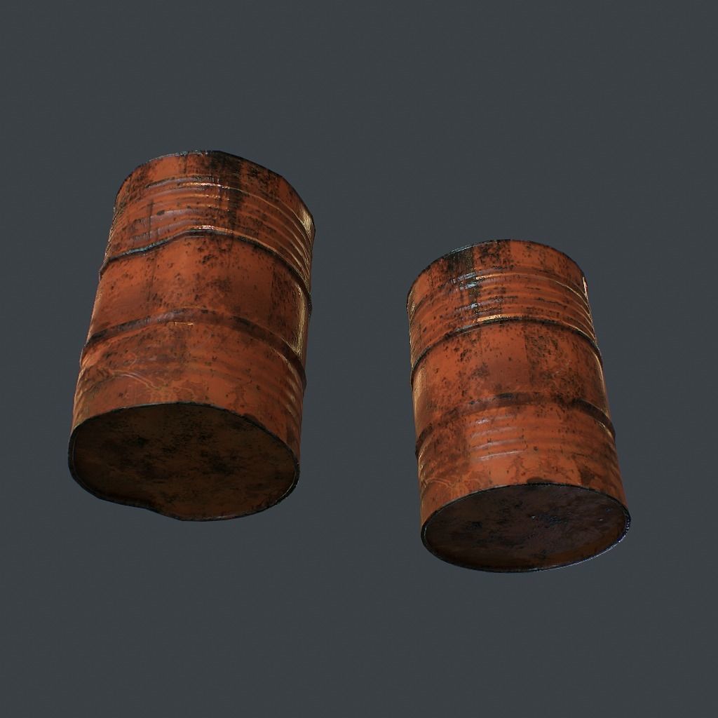 Barrels rusty barrel Low-poly 3D model_4